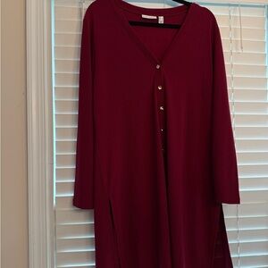 NWOT Susan Graver Women’s Tunic Dress Burgundy Red with Pockets (Size: XL)